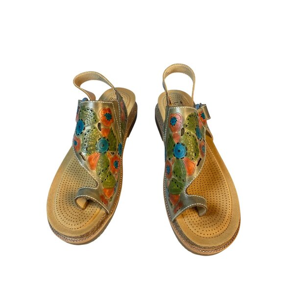 New L'Artiste By Spring Step Samya Toe Loop Sandal in Grey Multi W's EU 40 - Picture 3 of 17